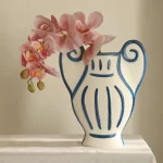 Nordic Ins Hand-painted Striped Shape Ceramic Vase Ornaments Living Room Bedroom Flower Arrangement Art Vases Wedding Decoration - Image 2