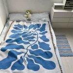 Casual Throw Blankets With Tassels Carpet Sofa Leisure Carpet Tapestry Sofa Blanket Wall Hanging Room Decoration Blue Carpet - Image 7