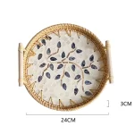 Rattan Tray Plates Afternoon Tea Tray for Serving Food Trays to Serve Food Plate Snack Dish Dessert Fruit Dry Sweets Cake Home - Image 23