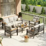 Aoxun Aluminum Patio Furniture Set 4/5/7 Seats, Oversized Outdoor Sectional with Washable Thick Cushions, Coffee Table - Image 4