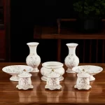 Chinese Creative Relief Ceramic Lotus Buddha Supplies Offering Water Cups, Incense Burners, Vases, Fruit Plates and Ornaments - Image 2