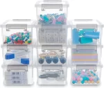 1.3 QT 20 Packs Small Storage Bins Plastic Storage Container Stackable Box with Lids for Organizing, Clear White - Image 7