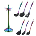 Gold Cooking Tool Set Silicone Head Kitchenware Stainless Steel Handle Soup Ladle Colander Set Turner Serving Spoon Kitchen Tool - Image 22