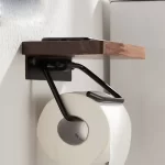 Black Walnut Toilet Paper Holder Wood PaperTowel Rack Bathroom Storage Rack Roll Tissue Holders Wooden Wall Hanging Paper Shelf - Image 3