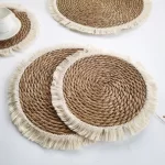 Bohemian Tassel Straw Woven Placemats Thick Mat Bushel Cup Coaster Knitting Table Plate Mat for Wedding Dinning Table Decor - Image 2