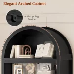 81-inch tall arched cabinet, bookcase with storage space, six-tiered bookshelf in a medieval-modern style, Customizable - Image 5