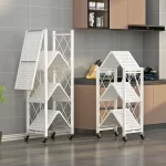 Foldable Large Iron Frame Storage Multifunctional Living Room Rack Multilayer Bookshelf Display Kitchen Storage Rack - Image 5
