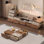 Hold 55 Inch Tv Stand Vintage Light Brown Media Luxury Console Tv Cabinets Lowboard Nordic Design Living Room House Accessories - Image 3