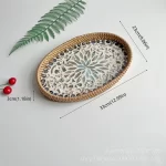 Rattan Basket HandWoven Fruit Storage Breakfast Severing Tray Drinks Snack Coffee Platters Bread Plate Home Tableware Organizer - Image 19