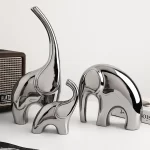 Electroplating Silver Ceramics Elephant Animal Figurines Statue Nordic Home Decor Desk Ornaments Living Room Decoration Gifts - Image 4