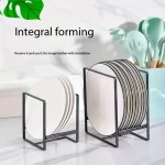 1pc Sleek Metal Dish Rack Set, Space-Saving Tiered Shelf Organizer, Plate & Utensil Holder, Pull-Out Design, Kitchen Storage - Image 8