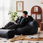 Lazy Sofas Living Room Single Sofa Modern Design Sofa for 1 Person Can Lie Down Beanbag Tatami Thickened Leather Home Furniture - Image 5