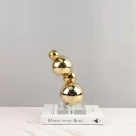 Metal Decor Figurines Metal Spheres Stack Art Pieces Gold Ball Metal Handicraft Geometric Sculpture Home Decoration Accessories
