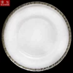Transparent Glass Charger Plate, Decorative Wedding Dinner Plate, Round Tableware, Show Tray Display, Paint Gold Line Design - Image 2
