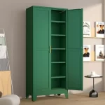 Metal Pantry Cabinet with 2 Doors and 5 Adjustable Shelves, 75" Kitchen Storage cabinets with Gold Handles, Versatile Storag - Image 7