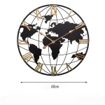 Round Silent Non-Ticking Battery Operated Wall Clocks 60/75/90cm Large Map Wall Clock Metal Minimalist Clock for Living Room - Image 11