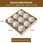 Wooden Tea Cooking Tray Utensils Nine Grids Hot Pot Restaurant Sauce Dish Fruit Platter Four  Grids Ceramic Dishware - Image 25