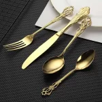 24pcs Cutlery Set Gold Dinnerware Stainless Steel Royal Spoon Forks Knives Kitchen Western Dinner Silverware Tableware Gift - Image 6