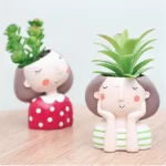 Succulents Planters Flower Pots Cactus Plant Pot Lovely Girl Head Bonsai Planter Pots Ornaments with Drainage Hole Table Decor - Image 3