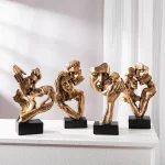 Vilead Couple Statue Lover Sculptures Tabletop Shelf Decor Anniversary Wedding Gift Home Interior Contemporary Mantel Bookshelf - Image 3