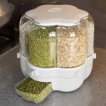 Kitchen Storage Container Large Food Storage Container 360° Rotating Rice Barrels Sealed Cereal Dispenser Rice Tank Grain Box - Image 2
