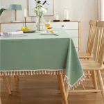 Cotton Green Easter Pure Color Tassels Cotton Tablecloth Washed  Christmas Table Cover for Home Party Dining table Decora - Image 13
