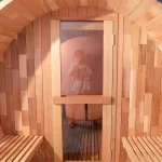 Fas Sauna Solid Wood Garden Panoramic Barrel Outdoor Sauna with Wood Stove - Image 6