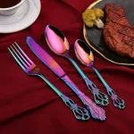 24pcs Cutlery Set Gold Dinnerware Stainless Steel Royal Spoon Forks Knives Kitchen Western Dinner Silverware Tableware Gift - Image 3