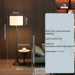 Vintage Fabric Floor Lamp Living Room Sofa Side Standing Lamp Antique Home Shelf Lamp LED Light Bedroom Bedside Lamp With Table - Image 9