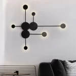 Modern Geometric LED Wall Sconce Black Metal Abstract Molecular Wall Lamp Living Room Bedroom Art Decor