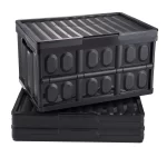 SucceBuy 45L/65L Collapsible Storage Bins Folding Stackable Utility Garage Crates W/ Lids Handles for Clothes Snack Toys Grocery