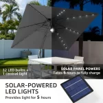 9x9 FT Outdoor Cantilever Patio Umbrella with Base Included and Solar LED Lights, Large Heavy Duty 2-Tier Square, Customized - Image 4