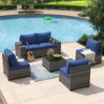 Aoxun 6/7/8/11 Piece Patio Furniture Set Wicker Rattan Outdoor Sectional Sofa Set with Coffee Table - Image 16
