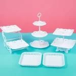 Plastic Cake Stand Home Party Dessert Table Display Rack Dessert Cake Tray Cold Meal Tea Break Table Afternoon Tea Center Rack