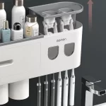 Magnetic Toothbrush Holder Storage Rack Automatic Toothpaste Dispenser Wall-Mounted Waterproof Bathroom Storage Accessories Set - Image 5