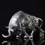 Vilead Steampunk Bull Statues Resin Animal Figurines Decor Living Room Sculpture Office Desk Interior Decoration Accessories Art - Image 2