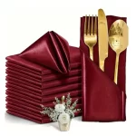 50pcs 30x30cm Rose Gold Small Satin Table Napkins Placemats Silk Dinner Cloth Napkins For Party Hotel Wedding Table Decoration - Image 11
