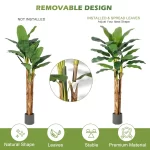 Artificial Banana Tree 7FT/6FT/5FT, Faux Banana Tree with Grey Planter, Artificial Plants with Fake Banana Leaves Plant for Home - Image 4