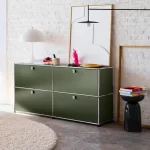 Sideboard Storage Cabinets Modular Combination Metal Frame for Living Room Office Drawers Customizable Large Storage Olive Green