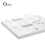 Oirlv Jewelry Display Tray White Ring Earring Display Jewelry Tray Leather Jewelry Trays Bangle Bracelet Necklace Display Trays