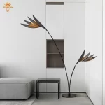 Nordic Floor Lamp Designer Room Decor Living Room Floor Lamp Villa Flamingo Leaf-shaped Table Lamp Standing Light Black - Image 2