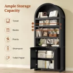 81-inch tall arched cabinet, bookcase with storage space, six-tiered bookshelf in a medieval-modern style, Customizable - Image 4