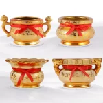 Ceramic Ruyi Doubles Ear Stove Indoor, temple, offering ornaments Double sided pattern sand gold incense burner - Image 6