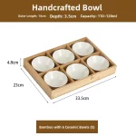 Wooden Tea Cooking Tray Utensils Nine Grids Hot Pot Restaurant Sauce Dish Fruit Platter Four  Grids Ceramic Dishware - Image 7
