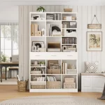75" Tall Book Shelf and Bookcase, 47" Wide Bookshelf with Drawers, Modern 9 Tier Bookcase with Storage, Large Wood, Customized - Image 6