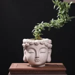 Buddha Head Statue Small Plant Pot Resin Succulent Planter Garden Pots Ornamental Figurines for Home Office Tabletop Decoration - Image 5