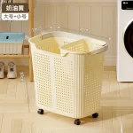 Laundry Hamper With Wheels And Lid Large Capacity Clothes Basket For Bathroom Storage Organizer For Family Kids Dorm Gift - Image 9