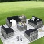 Aoxun 6/7/8/11 Piece Patio Furniture Set Wicker Rattan Outdoor Sectional Sofa Set with Coffee Table - Image 28