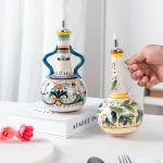 Hand-Painted Ceramic Oil Bottle Kitchen Storage Nordic Vinegar Oil Dispenser Cooking Utensil for Home Use Kitchen Seasoning Jar - Image 4