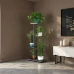 4-Tier Metal Plant Stand for Indoor Outdoor Use, Corner Shelf for Garden Balcony Living Room Patio - Image 5
